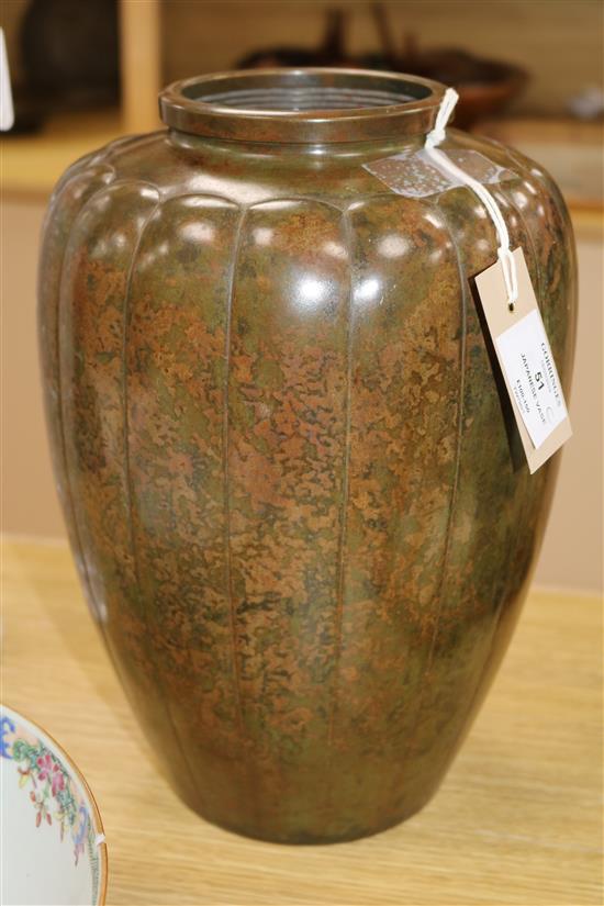 A Japanese Meiji period bronze vase, of lobed ovoid form, height 25.5cm